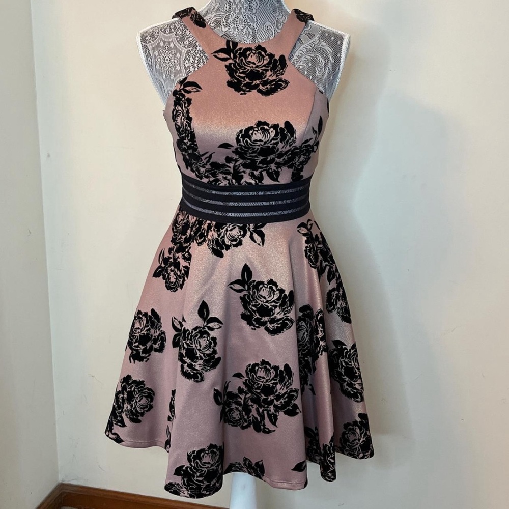 Pink and Black Floral Dress